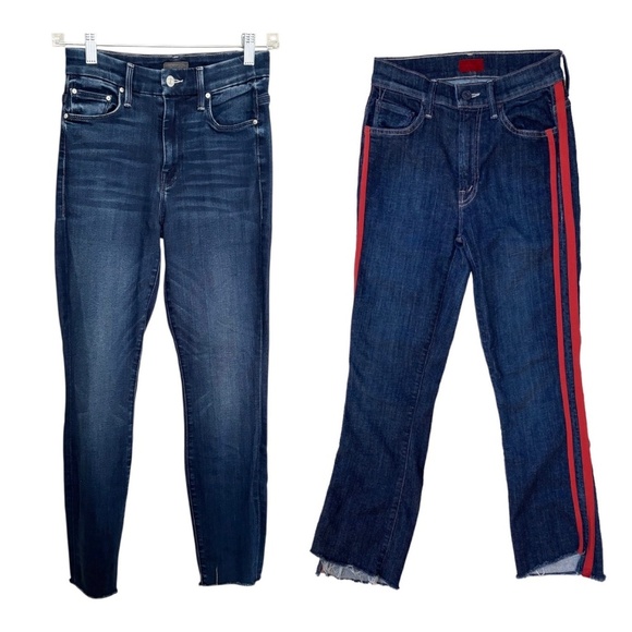 Bundle of TWO Mother Denim Jeans Insider Crop Step & Looker Ankle Fray - Picture 1 of 6
